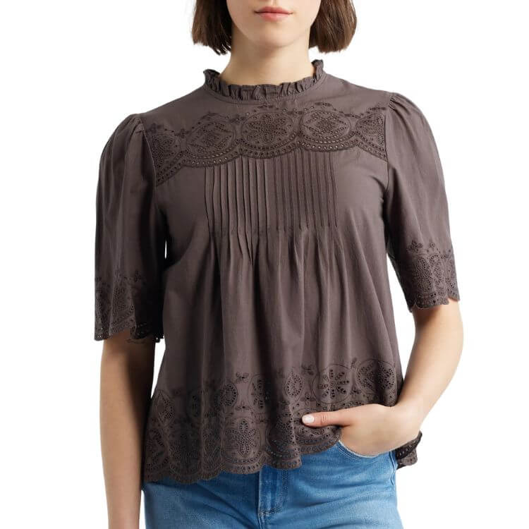 Embroidered Voile Top
