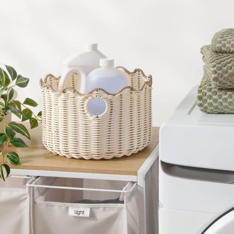 Scalloped Rattan Basket