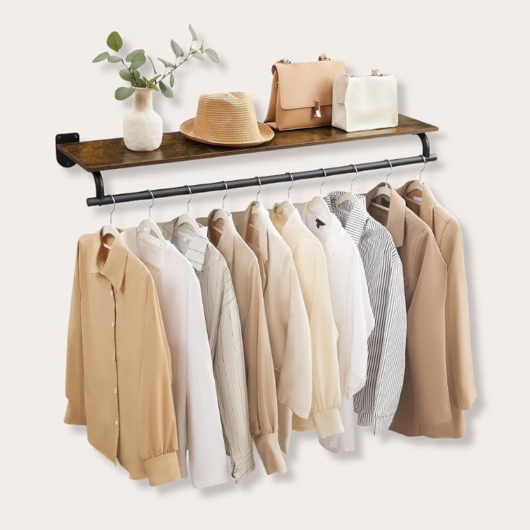 Wall Shelf with Clothing Rack