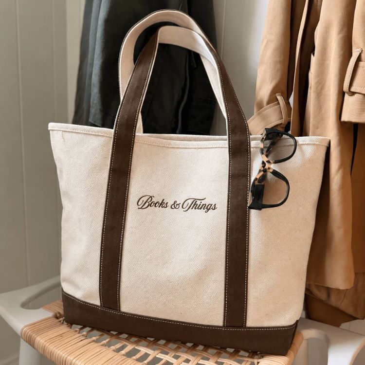Books & Things Zippered Tote Bag