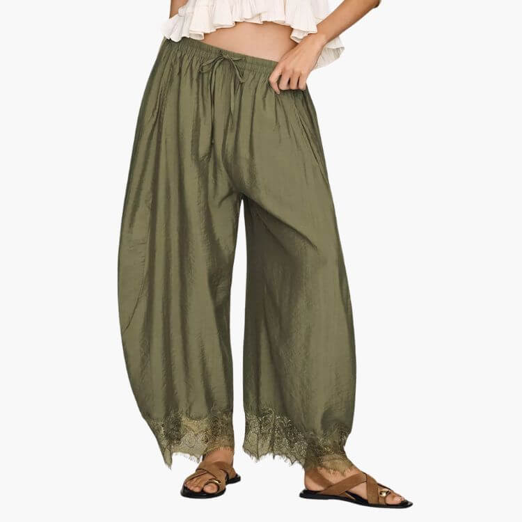 Lace Trim Tapered Pants