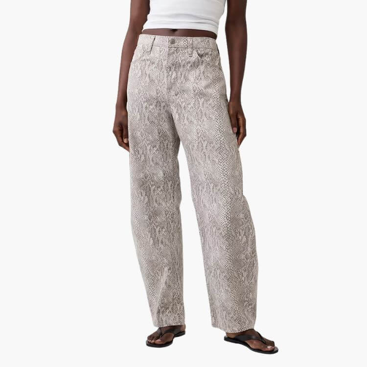 Snake Print Barrel Jeans