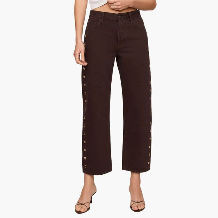 Mid Rise Bowed Ankle Denim