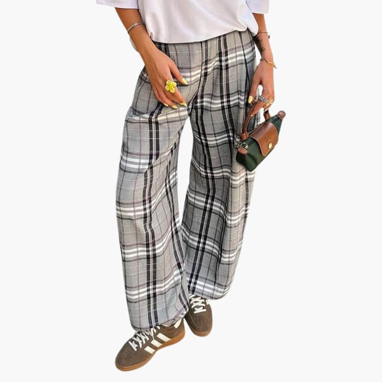 Plaid Wide Leg Pants