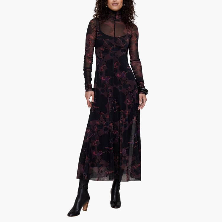 Mesh Long Sleeve Dress
