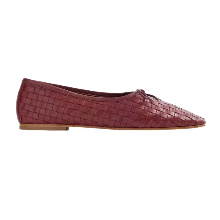 Italian Leather Handwoven Square Toe Ballet Flat