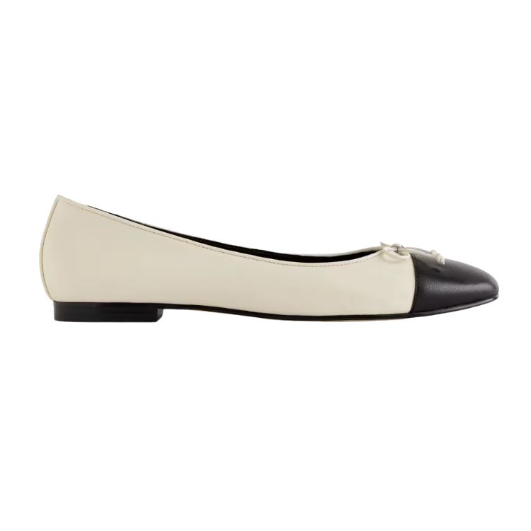 Italian Leather Cap-Toe Ballet Flat