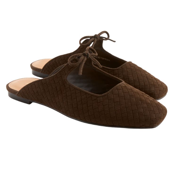 Sueded woven tie mules