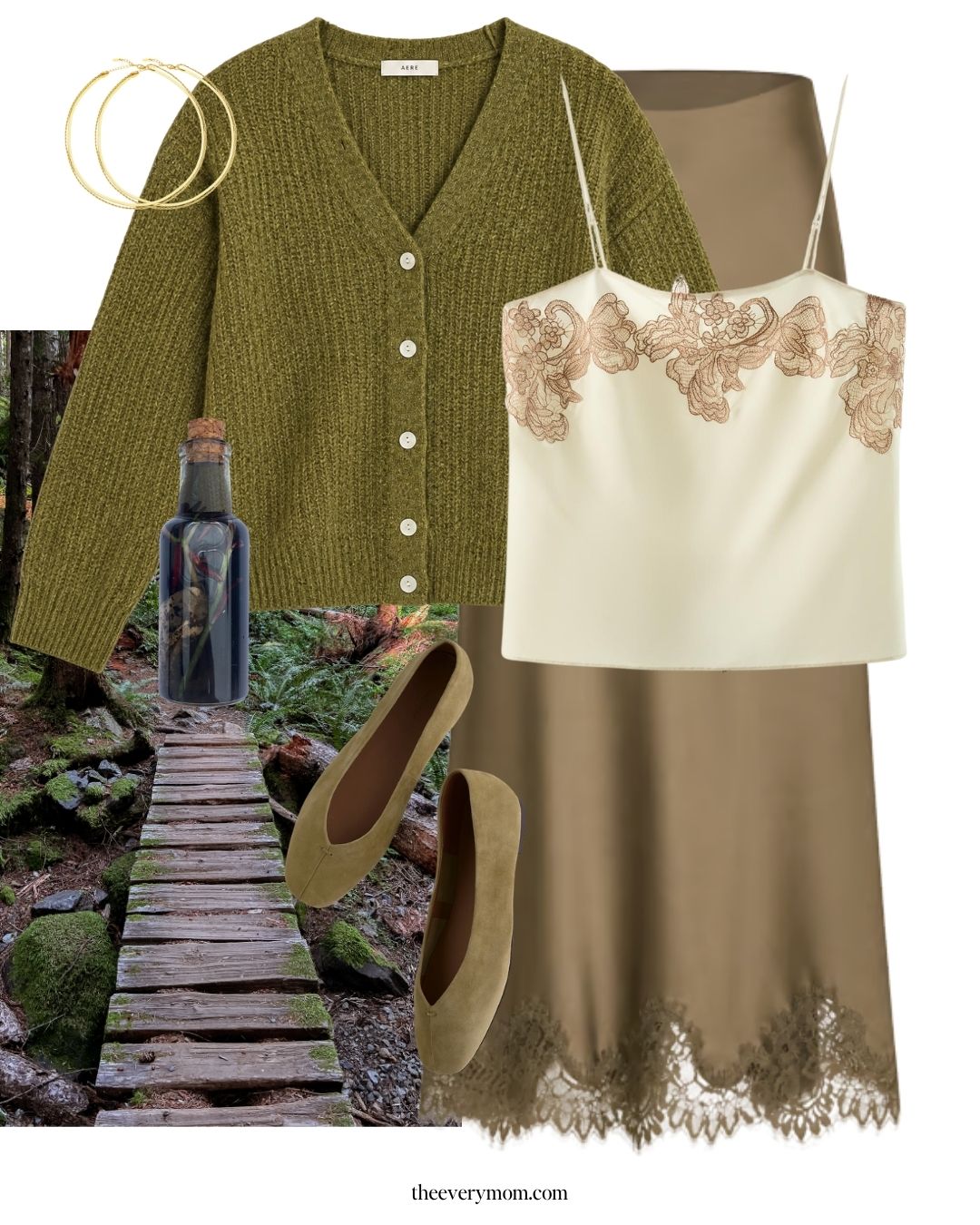 gillian owens chartreuse slip skirt cardigan outfit