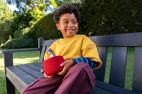 boy holding toniebox lite