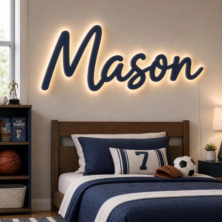 Wooden Lighted Name Sign