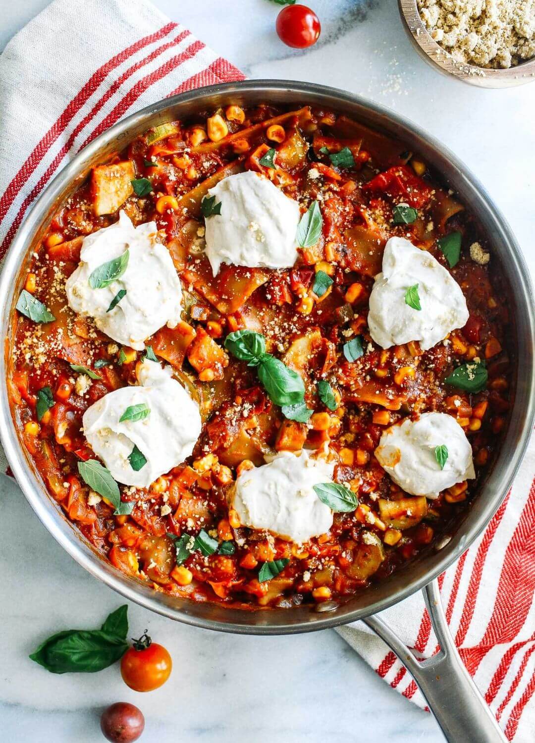 skillet vegetable lasagna dump dinners