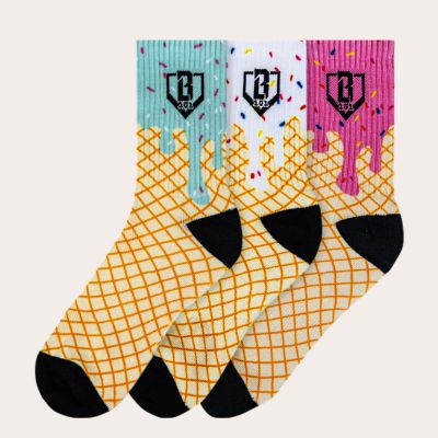 Baseball Lifestyle 101 Ice Cream Socks - 3 Pack
