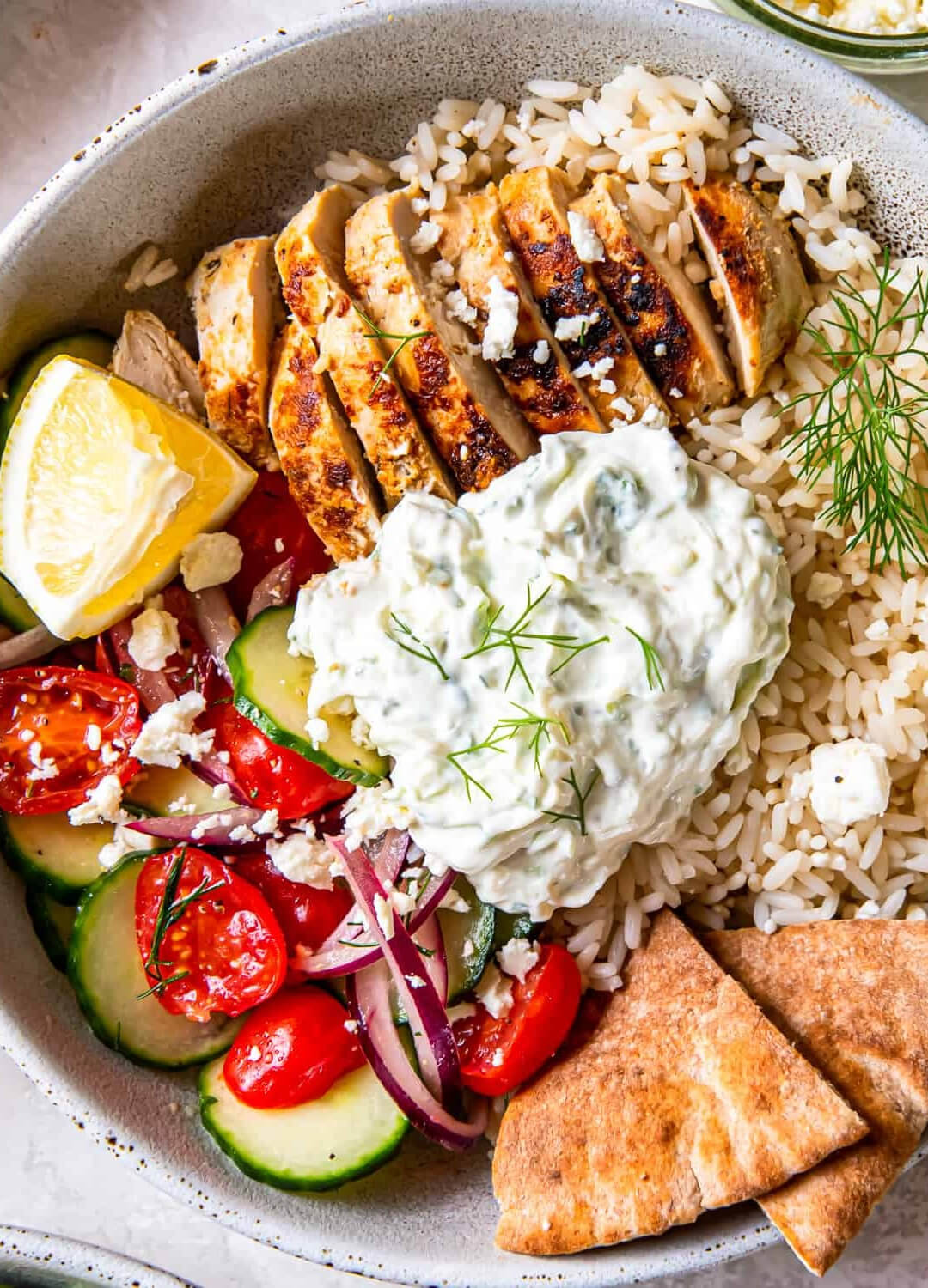 chicken tzatiki bowl dinner recipes