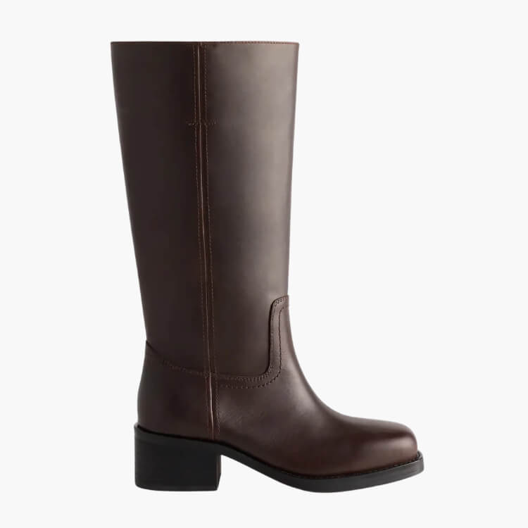 Italian Leather Block Heel Boot