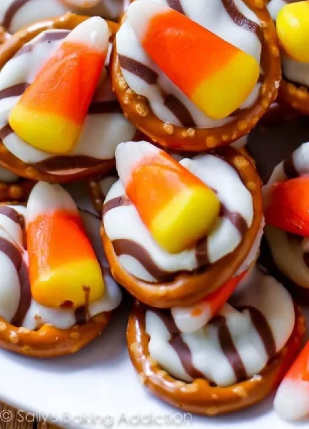 candy corn pretzel hugs leftover halloween candy recipes
