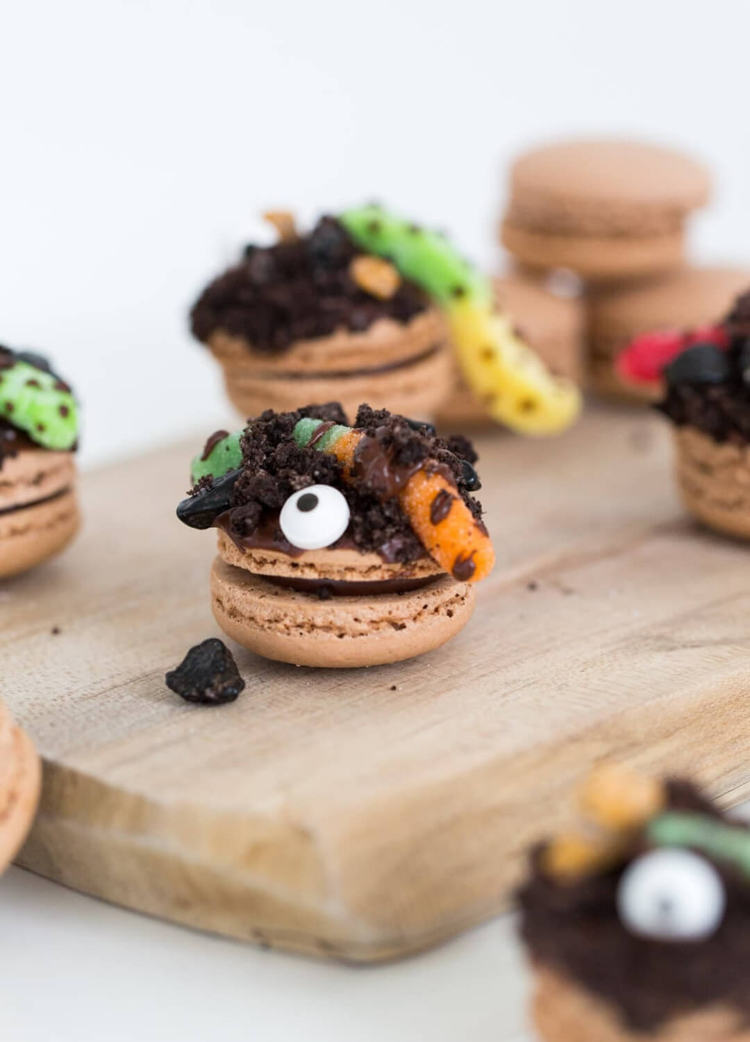 dirt worm macarons leftover halloween candy recipes
