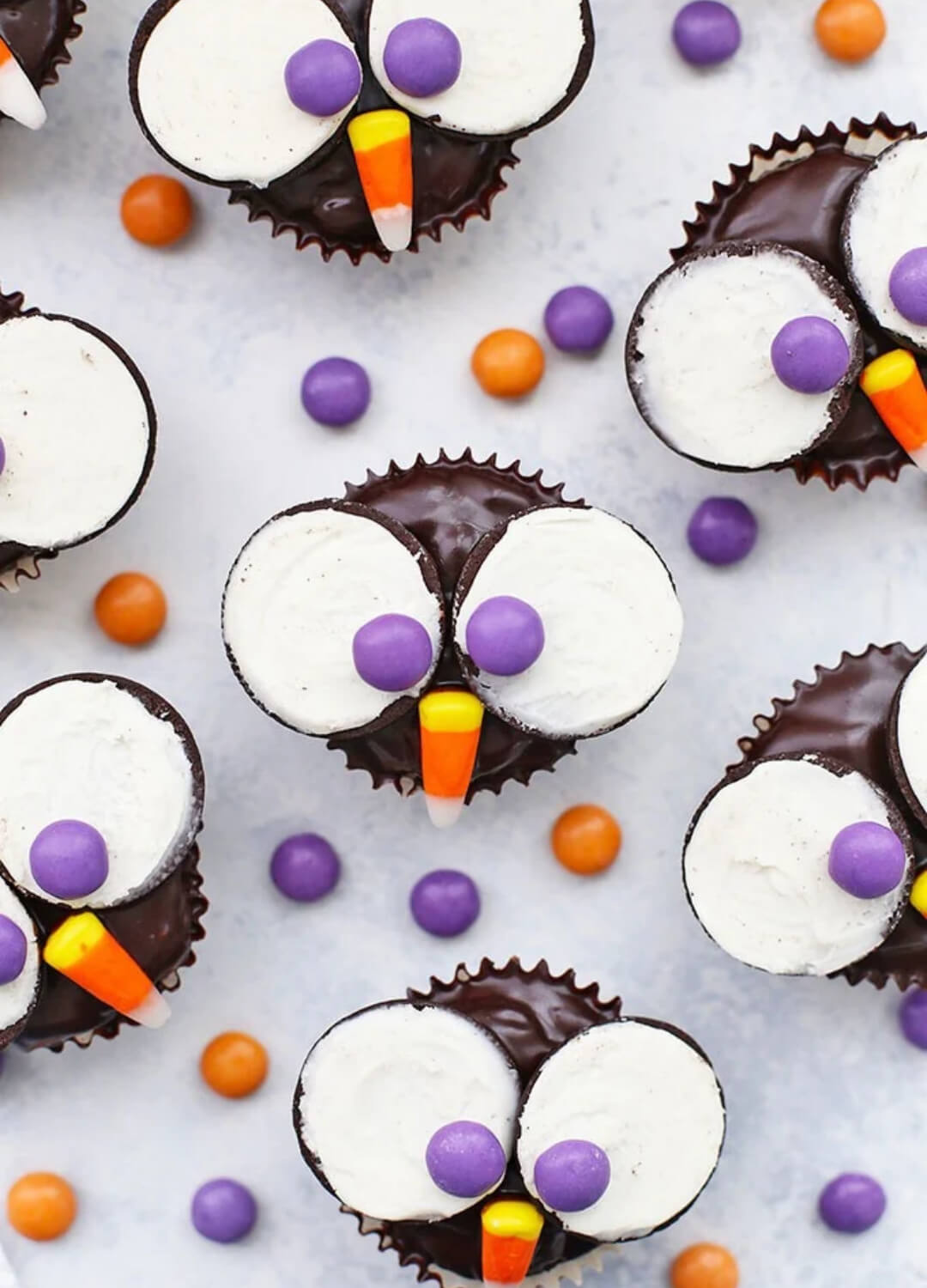 chocolate owl cupcakes leftover halloween candy recipes